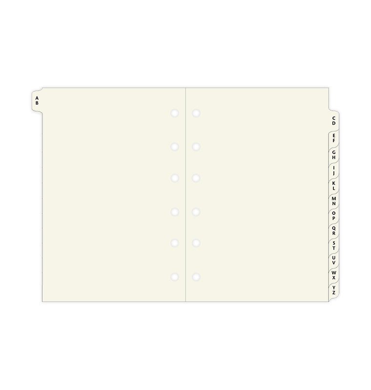 A-Z Index Cream Pocket - Two Letters Per Tab