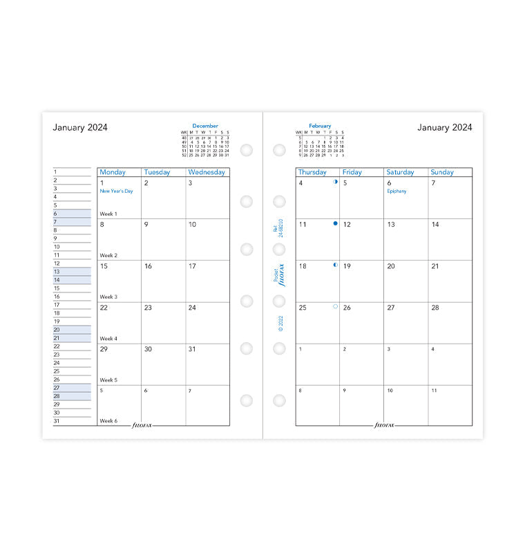Month On Two Pages Diary - Pocket 2024 English - Filofax