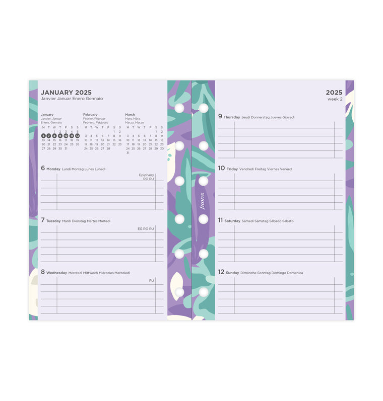 Pocket Floral Illustrated Diary Refill Pack - 2025 - 25-6321