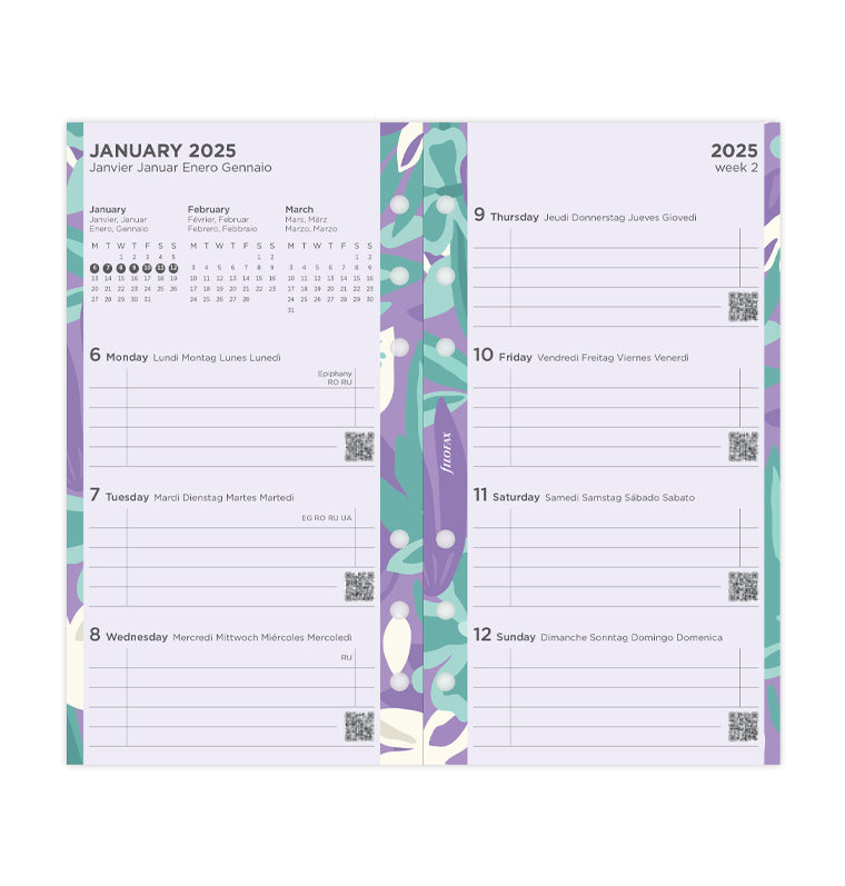 Personal Floral Illustrated Diary Refill Pack - 2025 - 25-6341