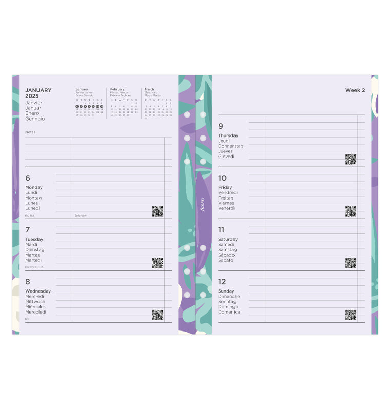 A5 Floral Illustrated Diary Refill Pack - 2025 - 25-6351