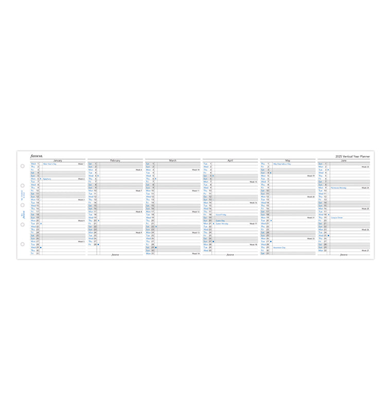 Vertical Year Planner - Mini 2025 English - Filofax