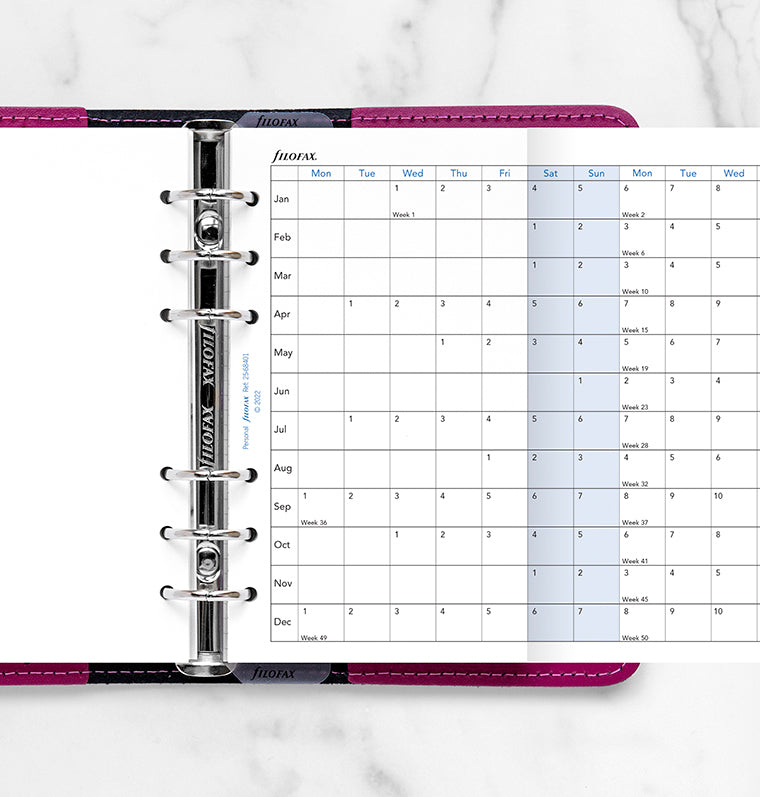 Horizontal Year Planner - Personal 2025 English - Filofax