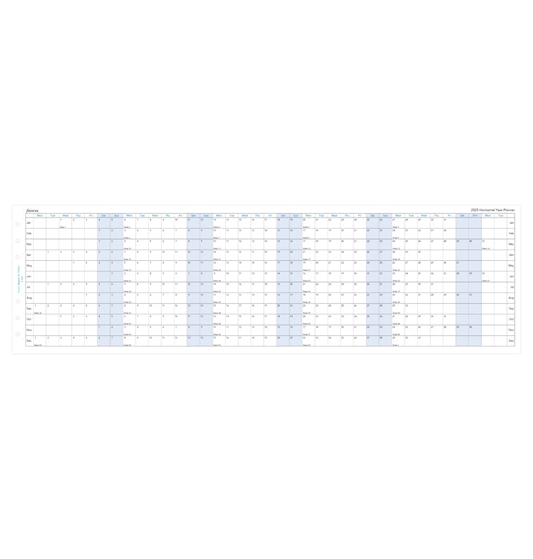 Horizontal Year Planner - Personal 2025 English - Filofax