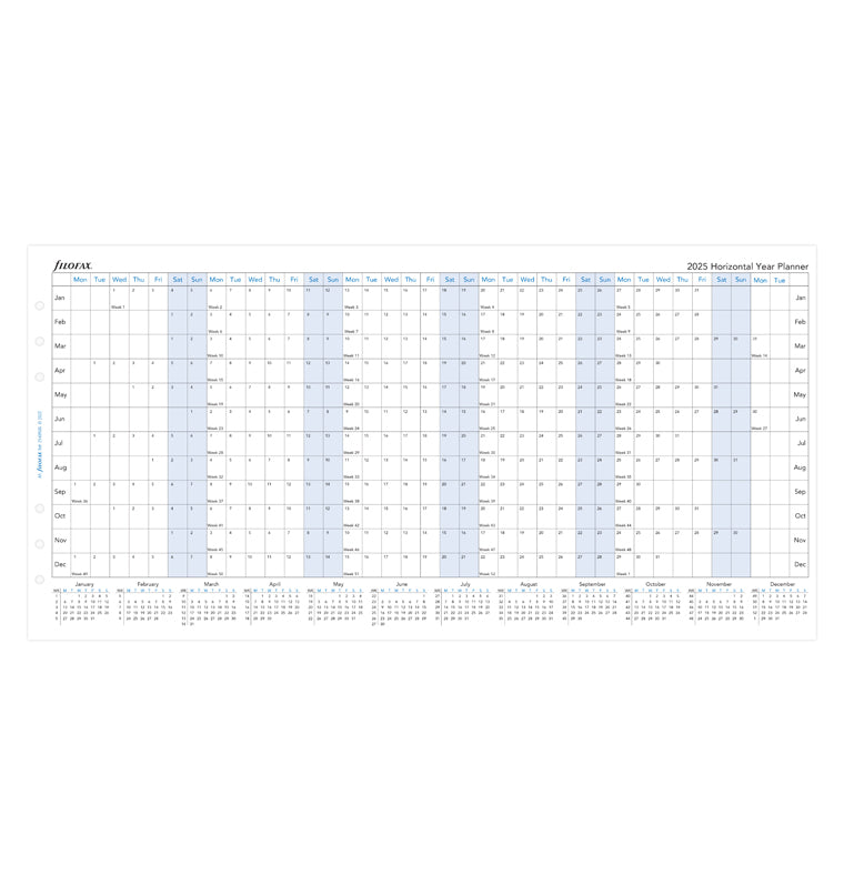 Horizontal Year Planner - A5 2025 English - Filofax