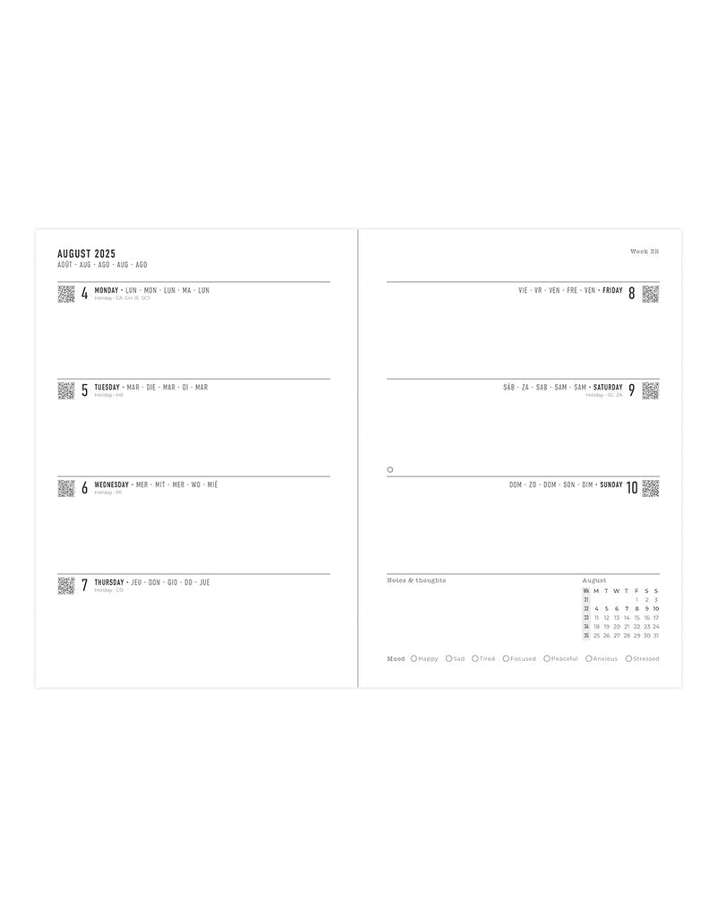 Letts Eco Writers Quotes A5 Week to View Diary 2025-2026 - Multilanguage 26-031474