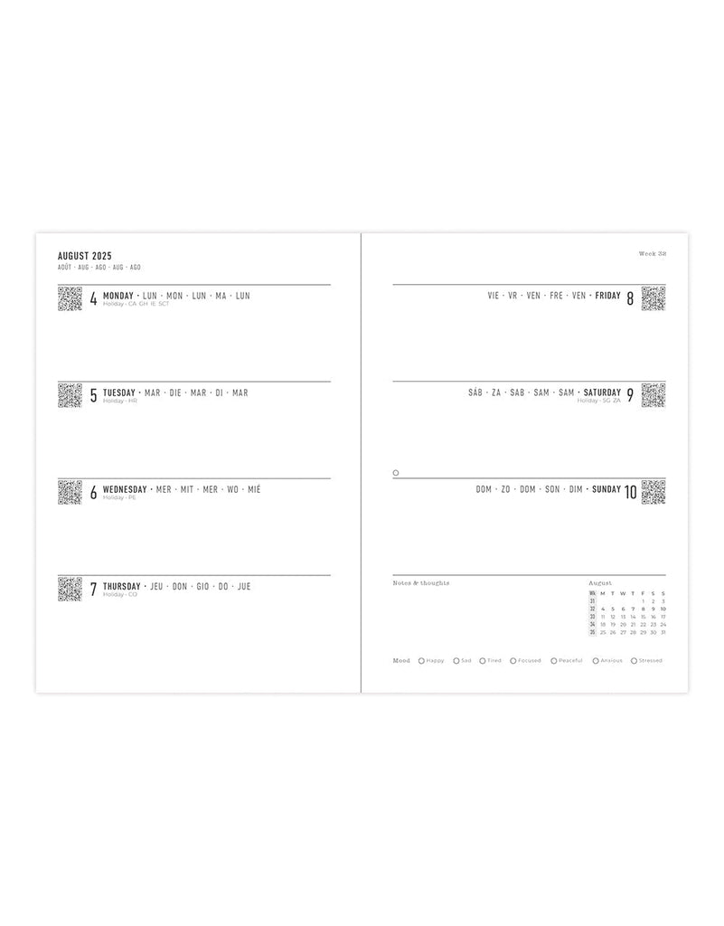 Letts Spring Valley A6 Week to View 18-Month Diary 2025-2026 - Multilanguage 26-031801