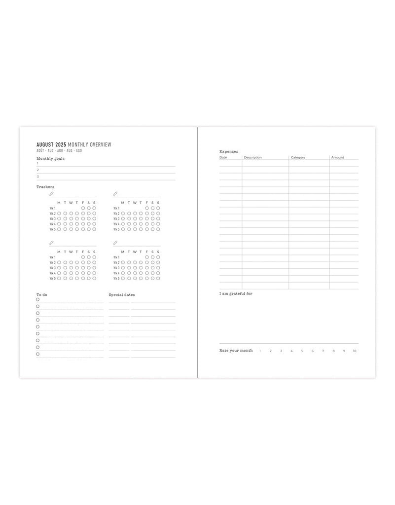 Letts Spring Valley A6 Week to View 18-Month Diary 2025-2026 - Multilanguage 26-031802