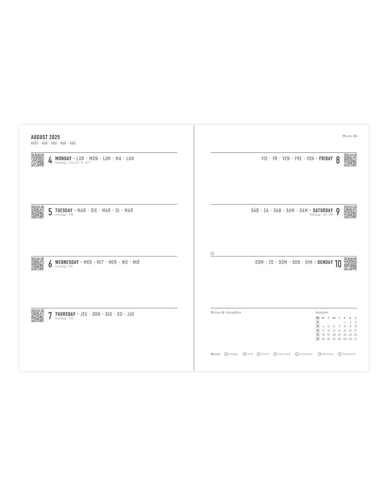 Letts Daisies A6 Week to View Diary 2025-2026 - Multilanguage 26-031869