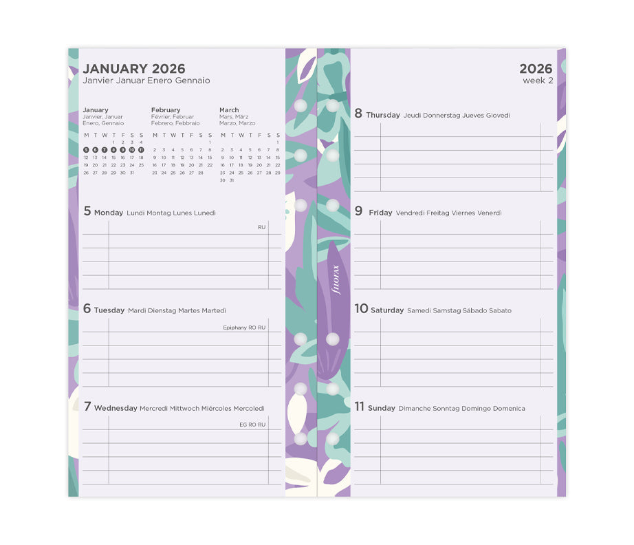 Personal Floral Illustrated Diary Refill Pack - 2026 - 26-6341