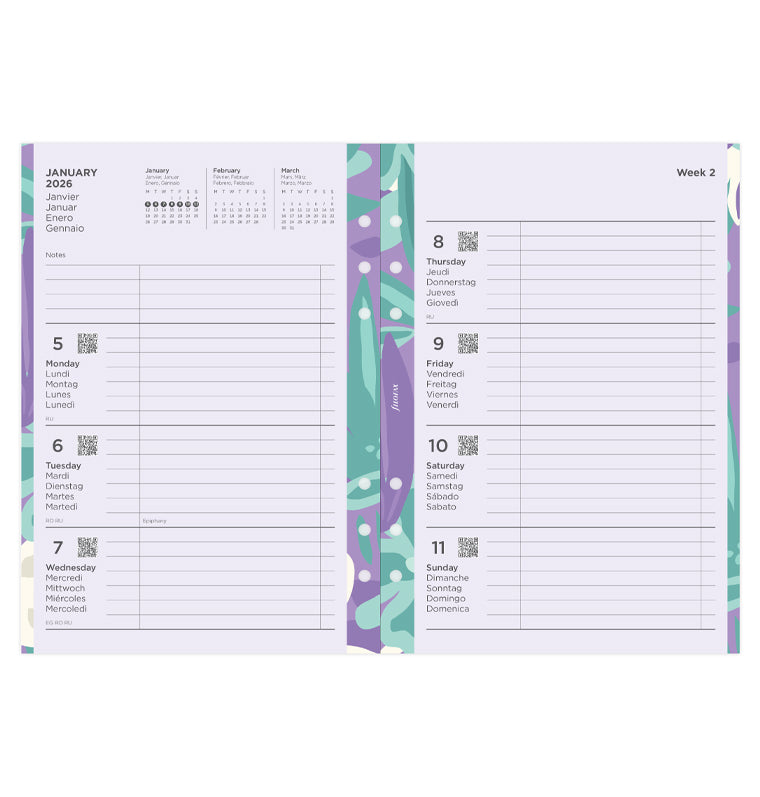 A5 Floral Illustrated Diary Refill Pack - 2026 - 26-6351