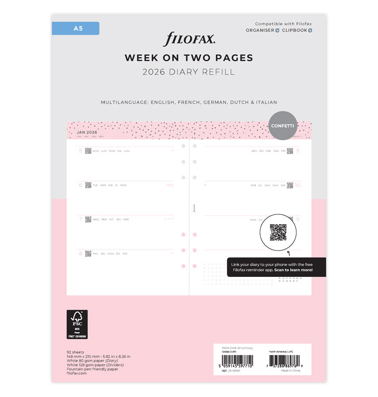 Confetti Week to View Diary - A5 2026 - 26-68591