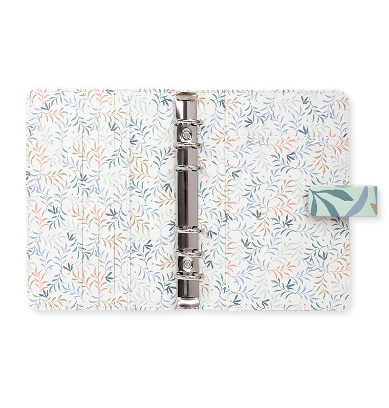 Filofax Botanical Personal Organiser in Mint with patterned interior