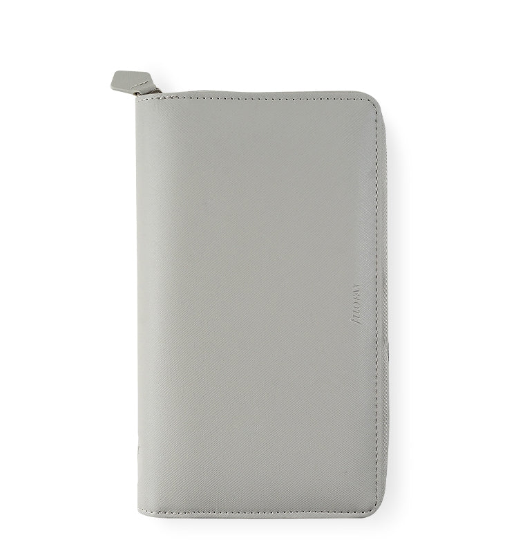 Filofax Saffiano Personal Compact Zip Organiser in Granite - can be used as a wallet or purse